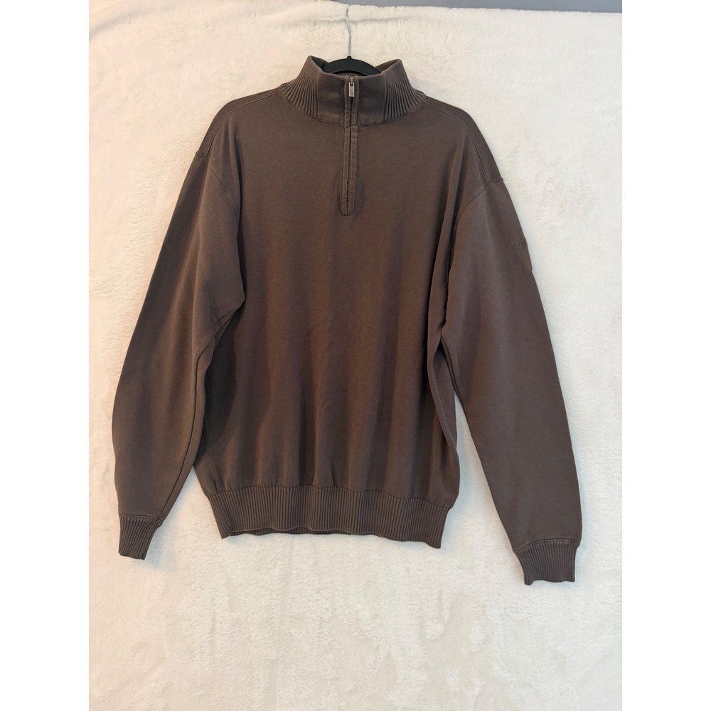 Faconnable Mens XL Brown Quarter Zip Pullover Sweater FT9084AL100 Fine Knit